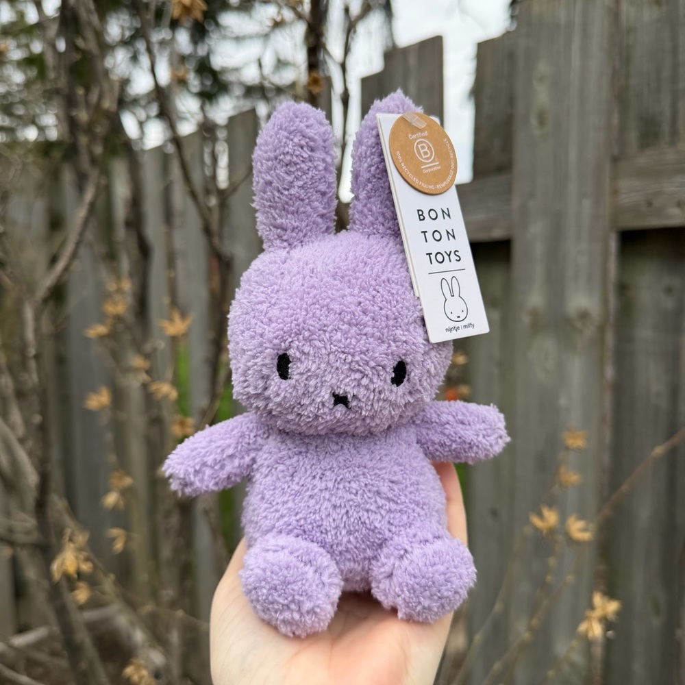 Miffy Terry Purple 7” Lavender Bunny Rabbit Stuffed Animal BNWT Embroidered Eyes
